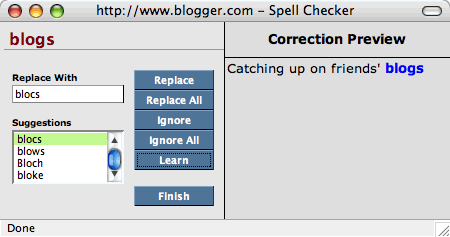 Blogger spell checker